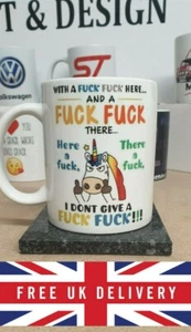 with a-Fuck-fuck here rude unicorn mug Cup gift idea Christmas gift personalised - Picture 1 of 1