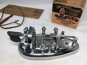 Vintage 1941 T. R. McElroy Super Stremspeed S600 Mac Key Telegraph Bug Key / Box - Zdjęcie 1 z 18