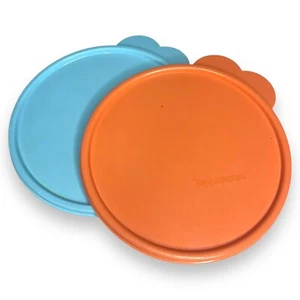 Tupperware Ersatzdeckel Set - 6" runde Deckel in blau und orange (2er Pack) - Bild 1 von 5