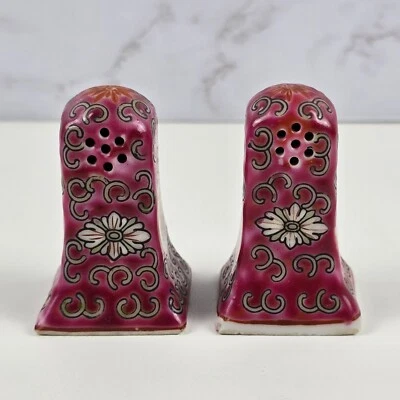 Juego de coctelera de sal y pimienta de porcelana roja vintage Jingdezhen China asiática Foto 1 de 4