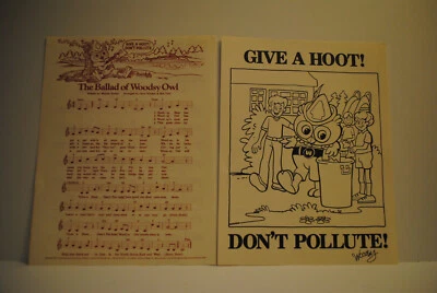 Partituras de Woodsy Owl "Ballad of Woodsy Owl" y página a color 1985 Foto 1 de 2