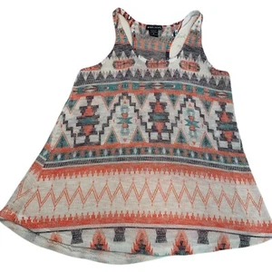 Wet Seal Multicolor Tribal Print Tank Top Junior Medium Aztec Geometric Made USA - Picture 1 of 10