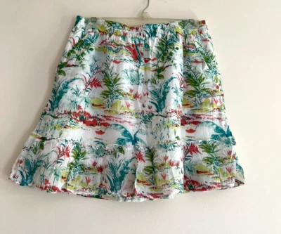 NWT SIGRID OLSEN Tropical A-Line Lined Ruffle Mini Skirt w/ Pockets Size L - Image 1 of 4