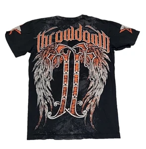 Throwdown Premium Wings Double Sided Crewneck Affliction Style T-Shirt Men Large - Picture 1 of 7
