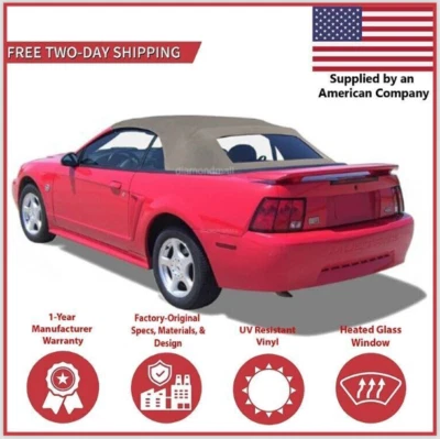 Convertible Soft Top Fits 1994-2004 Ford Mustang w/DOT Heated Glass Window Stone - Image 1 of 4