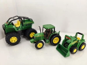 Lot Of 3 Ertl John Deere Vehicles Diecast Tractor, Plastic Side by Side + Loader - Picture 1 of 10