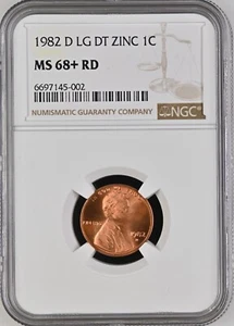 1982-D 1C RD Large Date Zinc Lincoln Memorial One Cent  NGC MS68+RD  6697145-002 - Picture 1 of 2