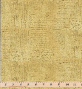 Lemon Bouquet Handwriting Text Burlap Print Fabric CD2476 Half Yd Continuous Cut - Picture 1 of 1