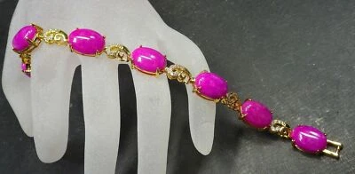Brazalete Brazalete Flor Nube Circonita Cúbica Cabujón Jade Lavanda Rosa Genuino Foto 1 de 4