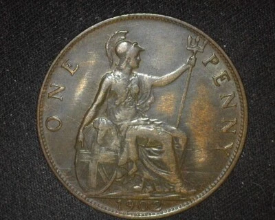 GREAT BRITAIN 1902 PENNY KM794.1 EXTREMELY FINE ~A28 - Image 1 of 2