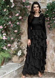 Pleats Please Fabric Pleated Dress Crew Neck Flower Pleated Dress - Picture 1 of 19