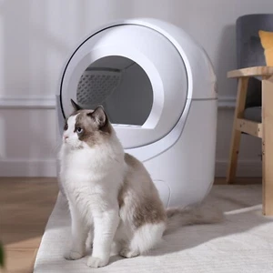 Smart Self Cleaning Cat Litter Box for Multi Cats App Wifi Large Space White USA - Picture 1 of 17