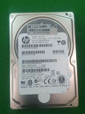 HP EG0300FBDSP 300GB SAS 10K RPM 2.5" 599476-001 Hard Drive (A6) - Image 1 of 4
