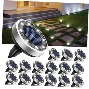 Solar Ground Lights Outdoor, 8 LED Solar Disc Lights IP65 16 Pack Cool White - Picture 1 of 7