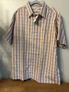 Haggar Men’s Short Sleeve Check Shirt Button Up Collar Size XL Pocket Polyester - Picture 1 of 2