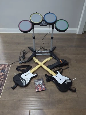 Rock Band 2 PS2 PS3 комплект лот - как есть / непроверенный без ключа Playstation 2 и 3 - Изображение 1 из 4