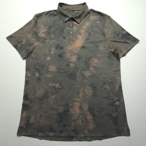 Lululemon Polo Men Shirt XL Brown Black Tie Dye Performance Golf Athletic Casual - Picture 1 of 21