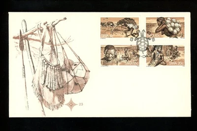 Postal History South West Africa #415-418 FDC Bushman 1978 Gobabis  - Image 1 of 2