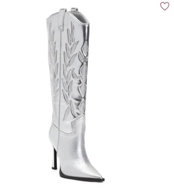 Botas altas occidentales Steve Madden Kinzee estrás para mujer - plateadas - talla 8 M Foto 1 de 3