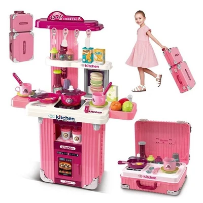 PLAYSET TROLLEY CUCINA GIOCATTOLO PER BAMBINI ACCESSORI LUCI E SUONI GIOCATTOLO - Immagine 1 di 4