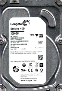 ST3000DM002 P/N: 1BJ166-500 F/W: CS41 S/N: Z500P 3TB OCT 2014 TAILANDIA SEAGATE - Imagen 1 de 2