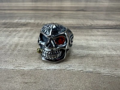 Готический мужской мотоциклиста панк CZ курения череп кольцо из нержавеющей стали размер 7 - Изображение 1 из 4