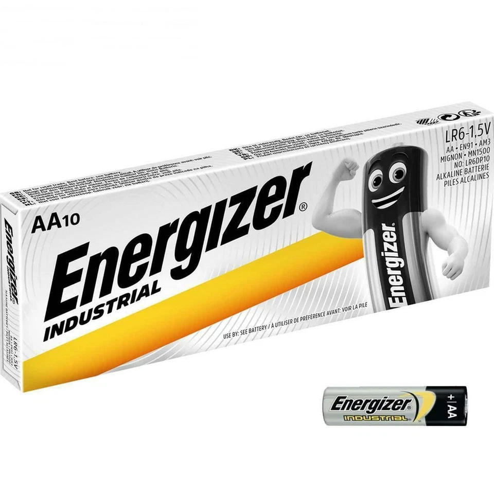 10 Energizer Aa Alkaline Lr6 Batteries 1.5V Industrial Mignon Mn1500 Am3 E91 NEW - Image 1 of 1