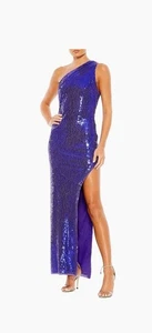 $498 Mac Duggal  Sequined One-Shoulder Gown Purple High Split Size 2 - Picture 1 of 9