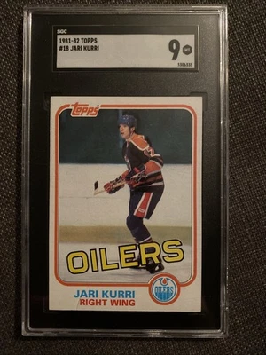 Tarjeta de novato 1981-82 Topps #18 Jari Kurri calificada SGC 9 como nueva Salón de la Fama Foto 1 de 2
