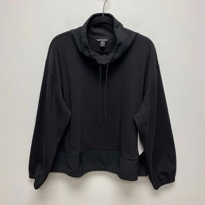 Athleta Black Long Sleeve Fleece Triumph Hybrid Funnel Neck Sweatshirt XL $119 - Image 1 of 4