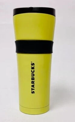 Vaso de acero Starbucks aislado al vacío mate con agarre de goma amarillo cítrico 16 OZ Foto 1 de 2