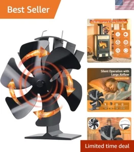 Silent 6 Blade Fireplace Fan for Enhanced Heat Distribution - Smart Home Heating - Picture 1 of 9