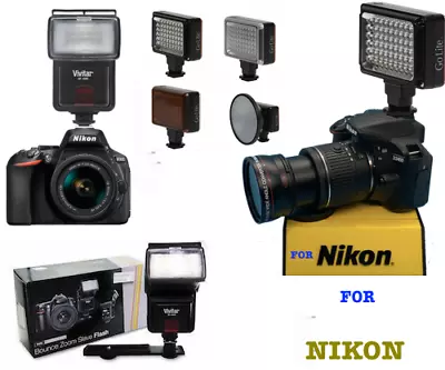 Speedlight Flash + 51 LIGHT LED for Nikon D7100 D7000 D5100 D3200 D3100 D3400  - Image 1 of 4
