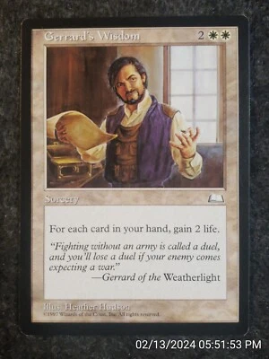 Gerrard's Wisdom Magic The Gathering Weatherlight Near Mint (DS3D1D6) - Image 1 of 4