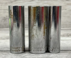 3 Craftsman 3/8" Drive 6 Pt Deep Socket Set USA G 1/2” 5/8” 13/16” 43332 43335 - Picture 1 of 4