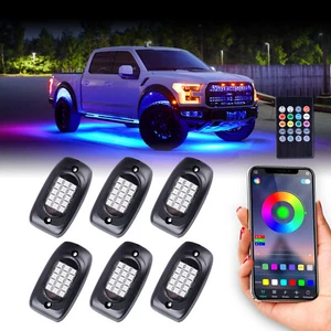 LED Rock Lights 6 Pods RGB Million Color APP Music Sync Truck ATV Underbody Kit - Bild 1 von 7