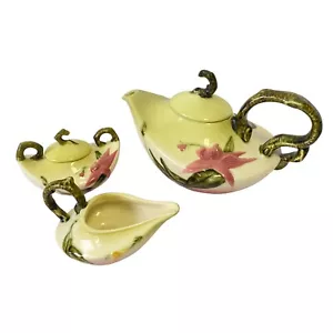 Vintage Hull Pottery Woodland Teapot Sugar Creamer Mid-Century Aladdin Tea Set - Picture 1 of 24