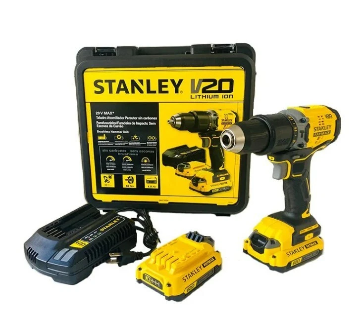 Taladro percutor sin escobillas Stanley 20V 32.300 IPM 2 velocidades incluye 2 bates Foto 1 de 3