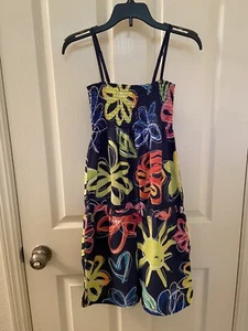 Desigual Smocked Top Floral Romper Short Jumpsuit Blue Girls Size 13-14 NWT - Picture 1 of 9