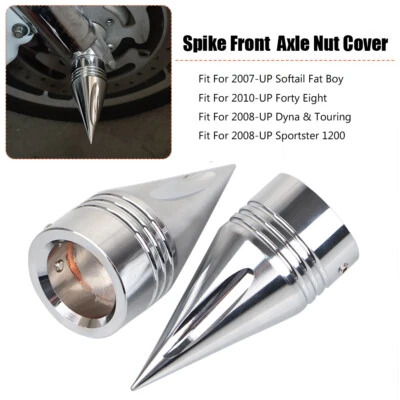 Cubiertas de tuerca de eje delantero con clavos CNC aptas para Harley Road King Softail Dyna Street Bob Foto 1 de 4