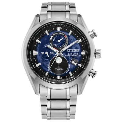Citizen Mens Titanium Perpetual Calendar Eco-Drive Silver Watch 43 MM BY1010-57L - Image 1 of 4