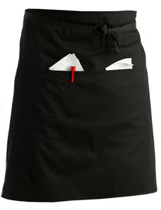 Black Waist Apron Pocket 5 Pack Polycotton Caterer Restaurant Bar 3 Lengths - Picture 1 of 4