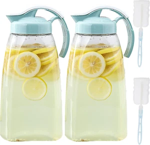 2 Pack Plastic Water Pitcher with Lid, 74 Oz Clear Airtight Beverage Pitcher ... - Picture 1 of 1