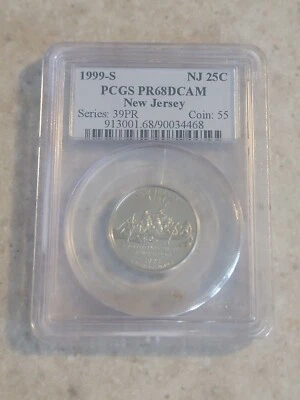 1999-S NJ 25C Washington Quarter PCGS PR68DCAM New Jersey  - Image 1 of 2