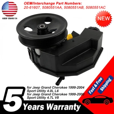 Power Steering Pump w/Pulley Reservoir for 1999-2004 Jeep Grand Cherokee 2061607 Foto 1 de 4