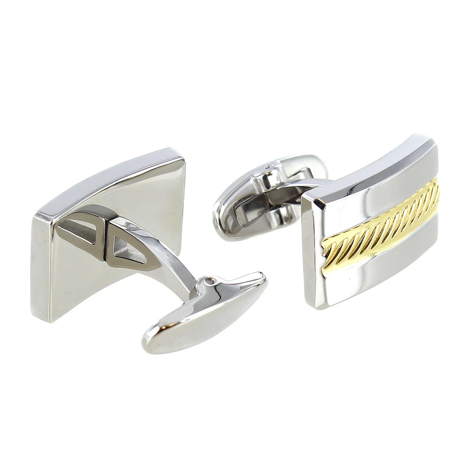 Rochet Roma Gold Twist Relief Classic Design Stainless Steel Elegant Cuff Links Foto 1 de 1