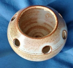 Studio Pottery - Vintage St Nectans Tintagel Cornwall, Small Pierced Pot/ Vase.. - Picture 1 of 7