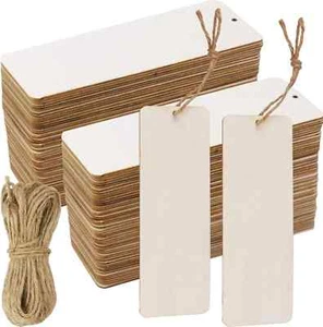 FSWCCK 50 Pcs 6 X 2 Inch Large Size Blank Wooden Gift Tags Labels Unfinished - Picture 1 of 2