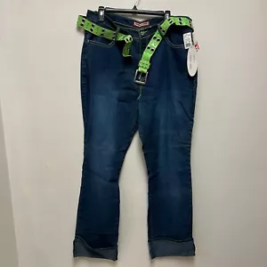 NWT Womens Vanilla Star High Rise Jeans Plus Size 21 Denim Blue Jeans Belted - Picture 1 of 6