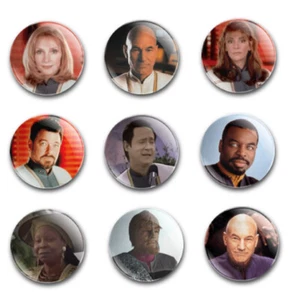 25mm TREK TNG MOVIES BUTTON BADGES x9 - Foto 1 di 1